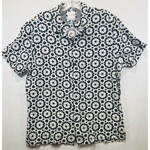 Ricky & Micky Men's Black White Geometric Short Sleeve Shirt XL